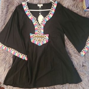 Boho embroidered mini dress